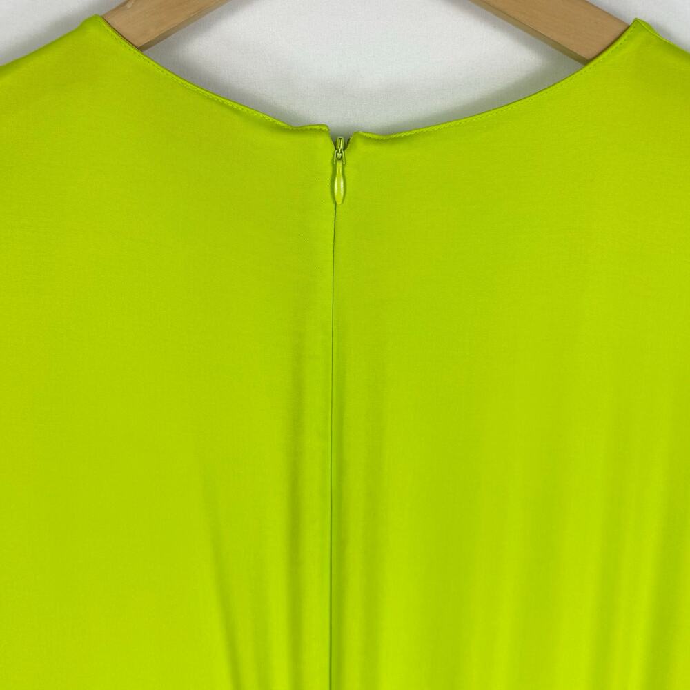 Farm Rio Womens Satin Circle Cut Out Viscose Midi Dress Size Large Lime - Picture 11 of 16